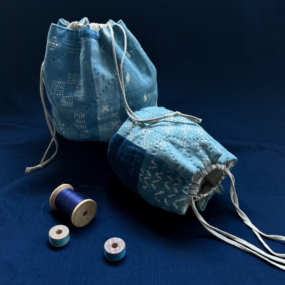 Hand-Stitched Quilted Drawstring Bag - Tatter