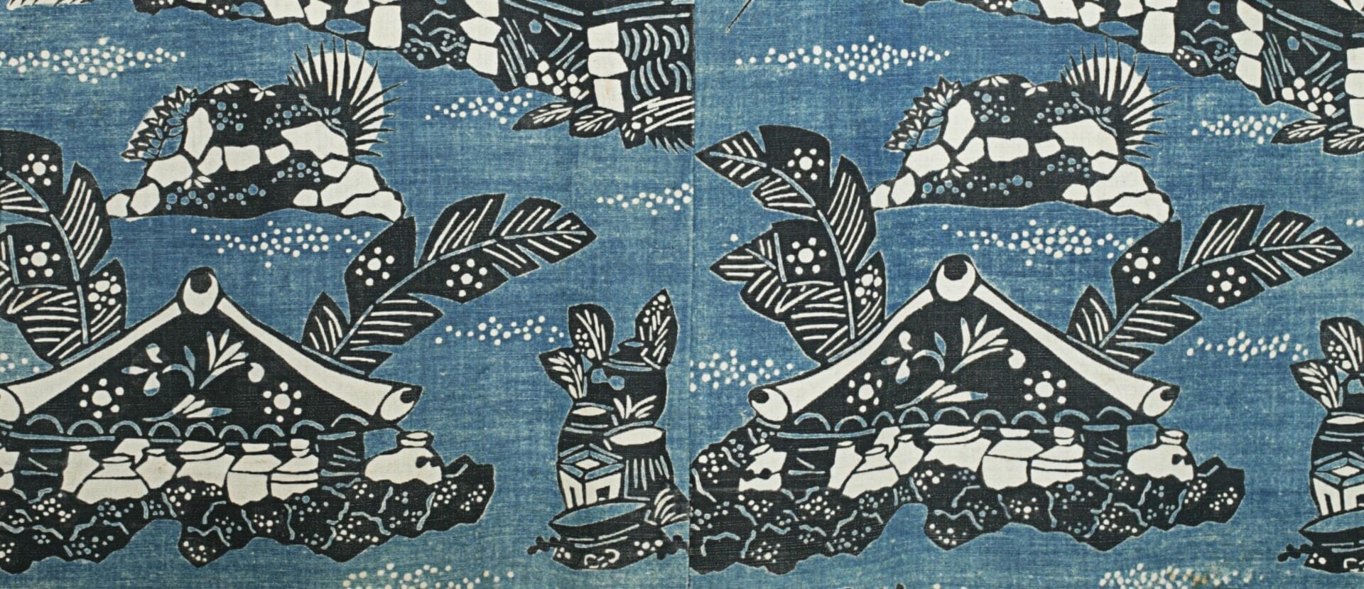 Blue and white Japanese fabric pattern.