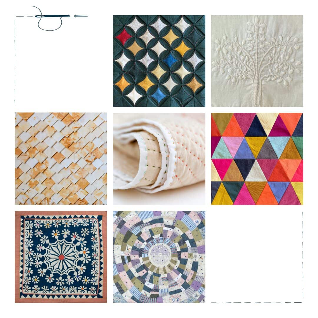 Colorful patchwork quilt designs.