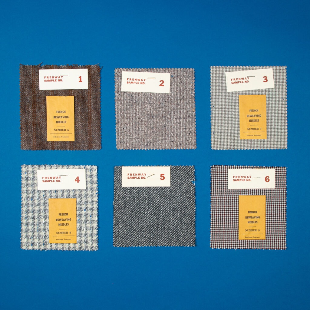 Images of Fabricon reweaving samples, needles, and the Omni-Focuser magnifying glasses. Personal collection of Elliot Rockart, photographed by Gabrielle Gowans for TATTER.