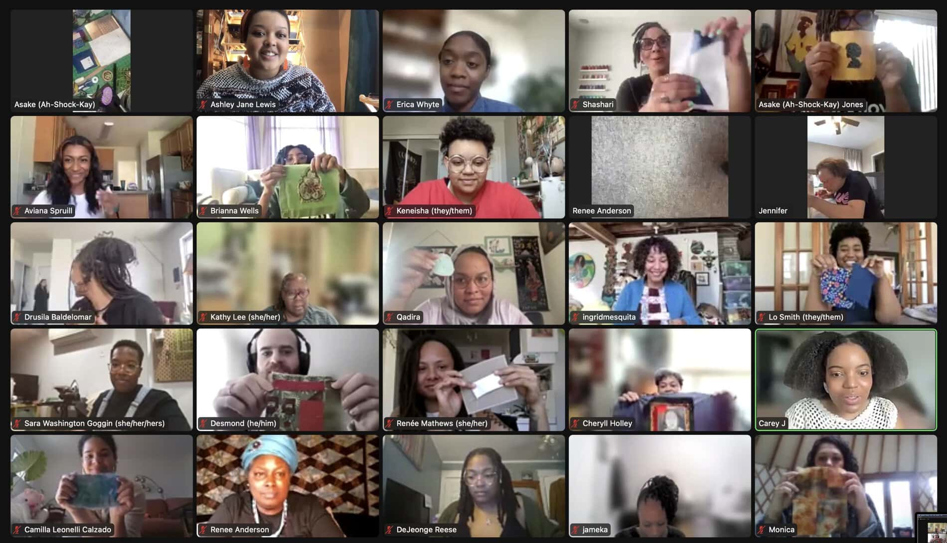 A Zoom meeting of the Memory Pattern Cohort.
